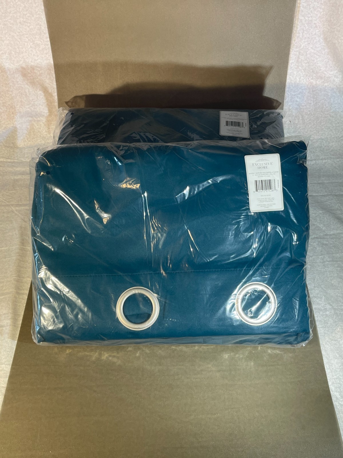 3-NEW Exclusive Home Sateen 52×84″ Curtains Sapphire Teal 2 Panels in each Pack