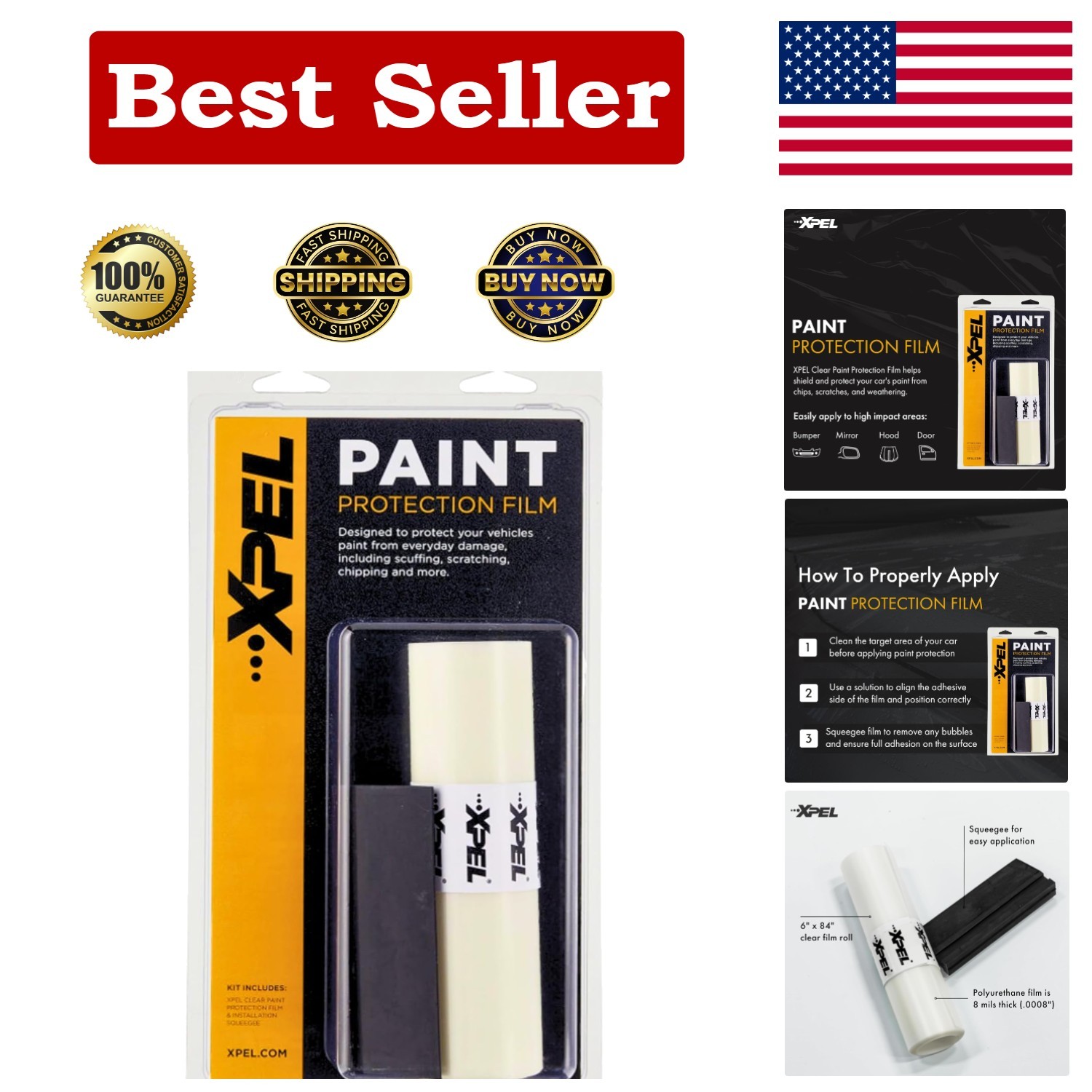XPEL Clear Paint Protection Film Roll 6″ x 84″ – Self-Healing, 6″x84″,