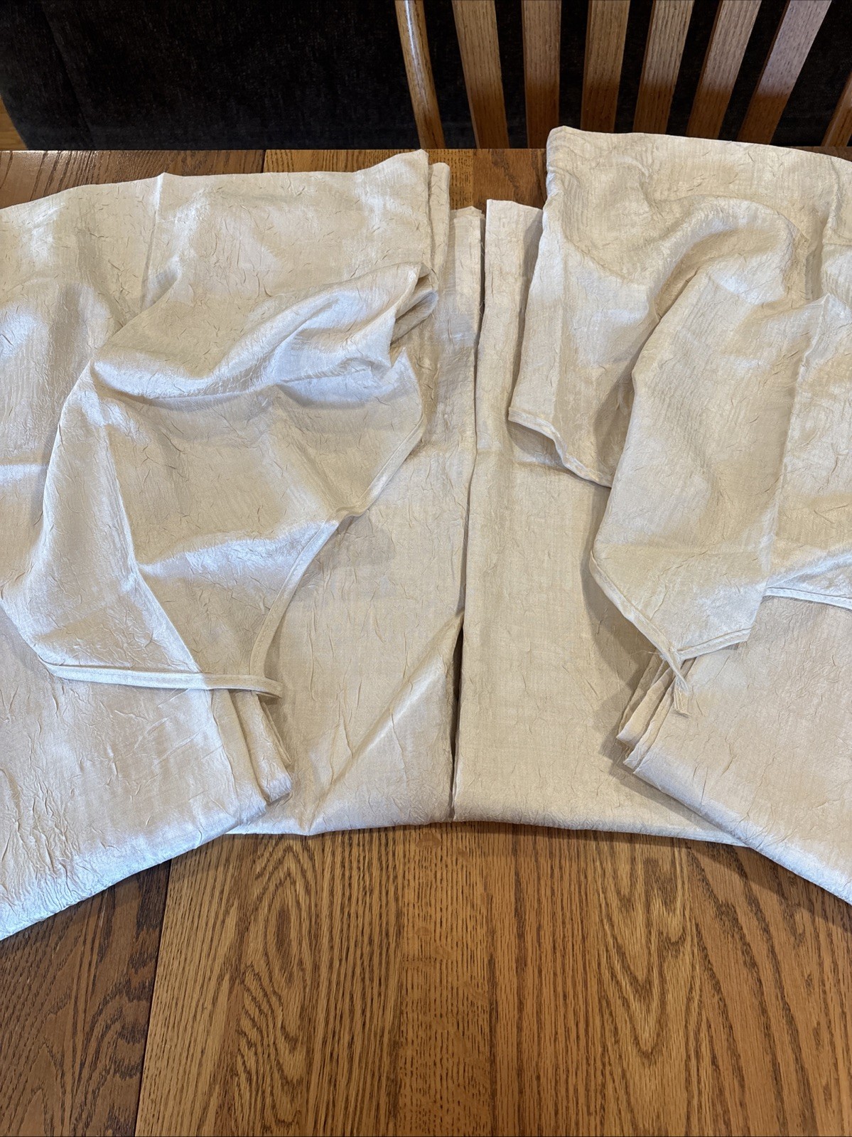 Croscill Home Fashions Curtain Sets For 2 Windows, Beige Crinkle Fabric Set Of 6