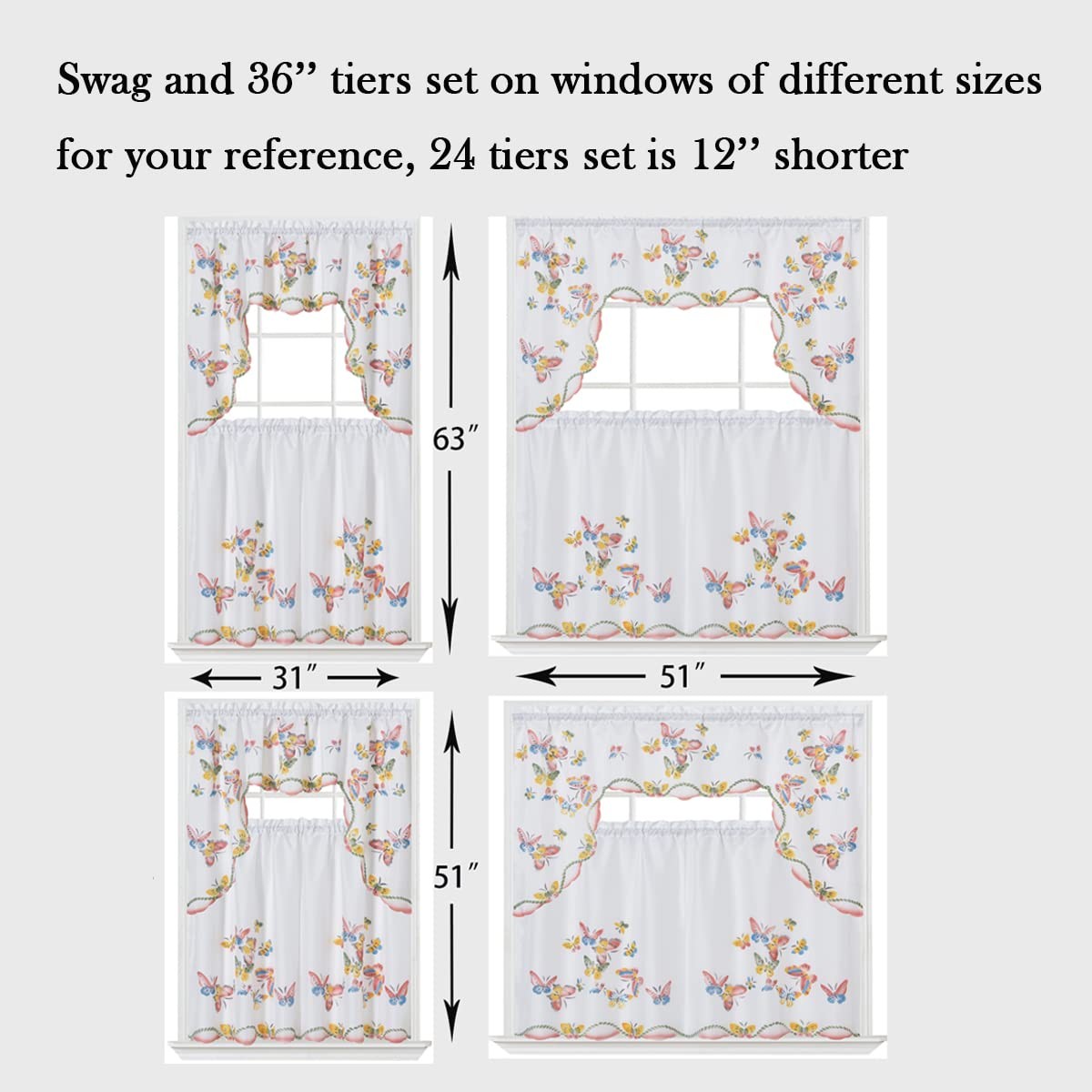 GOHD – 3pcs Kitchen Curtain/Cafe Curtain Set, -Brushed by Hand of Flying Butt…