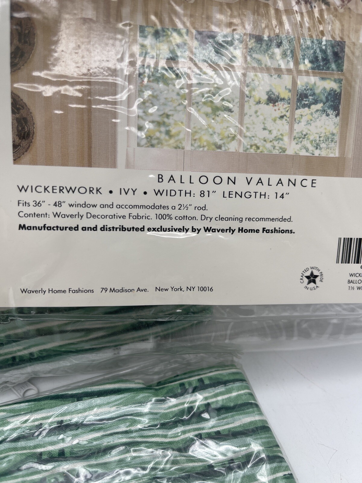 1993 NEW Waverly Home Fashions Balloon Valence Green Wickerwork Ivy