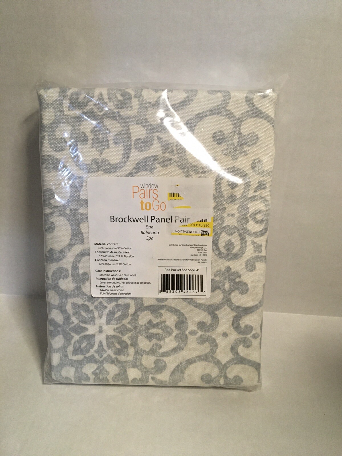 Set of 2 56” X 84” Brockwell Curtain Panels Bluish gray. Machine wash