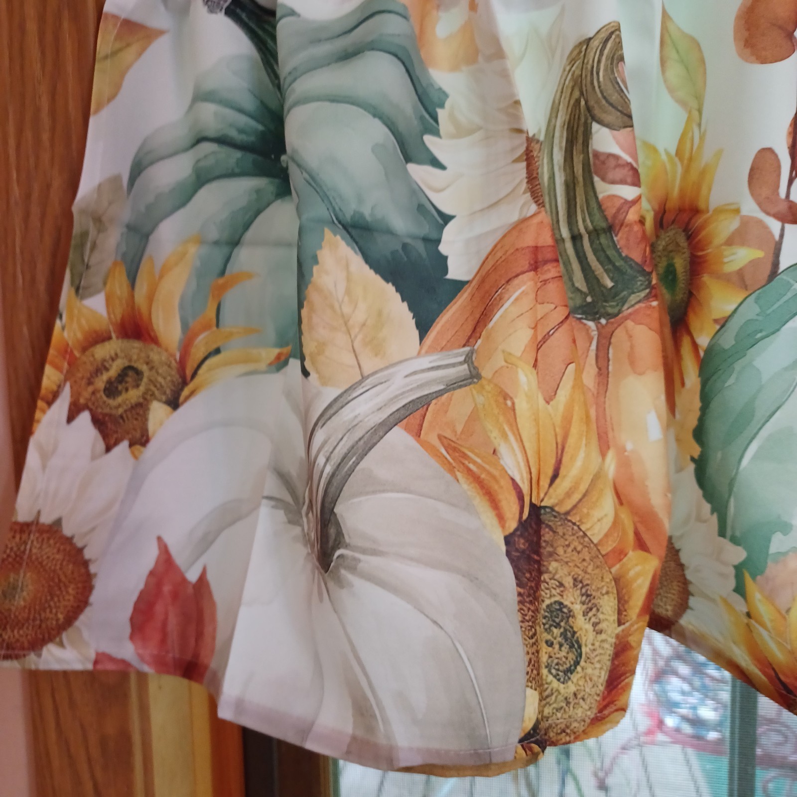 Fall Pumpkin Harvest Sunflowers Window Valances Thanksgiving 54″ x 18″