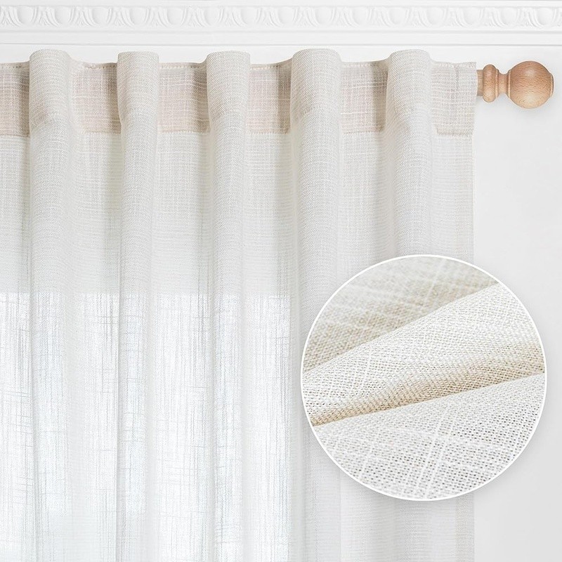 Light Filtering Curtain Panels 2 Pack Cotton Polyester Blend Home Decor New