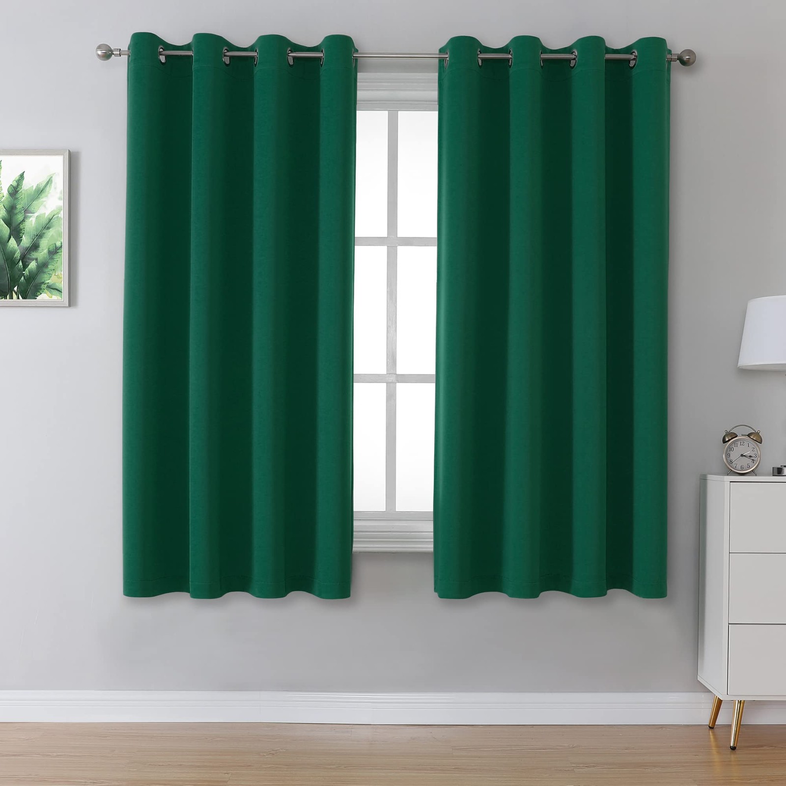 Emerald Green Blackout Curtains with Grommet 45 Inch Length Room Darkening Sh…