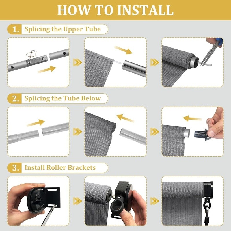 Outdoor Roller Shade UV Protection Privacy Blinds Easy Install Cordless Use