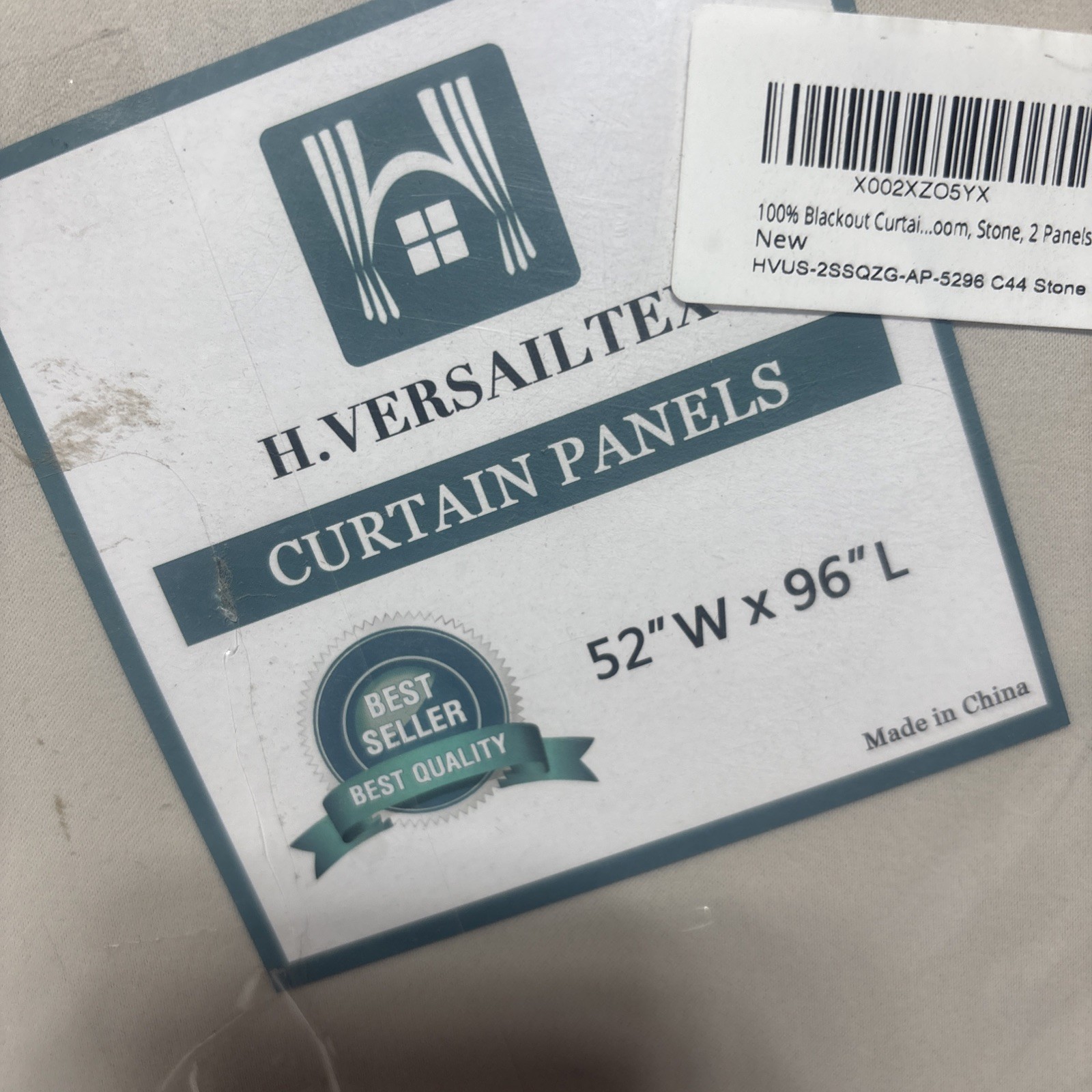 H.VERSAILTEX CURTAIN PANEL 52″W x 96″L Curtains Drapes w/ Tieback 52×96” Beige￼