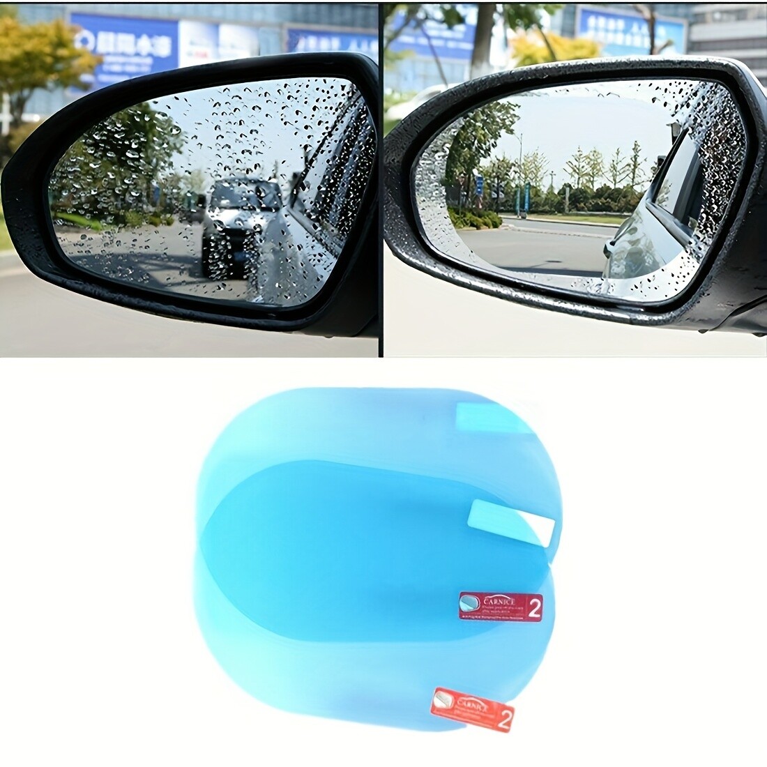 2pcs Car Rearview Mirror Rainproof Film, Full Screen Anti-Fog And Waterproof Mem