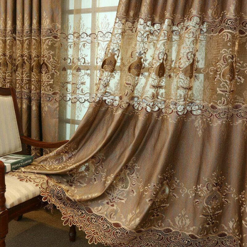 DIY Floral Embroidery Fabric Lace Curtain Values Mesh Guipure Window Panel