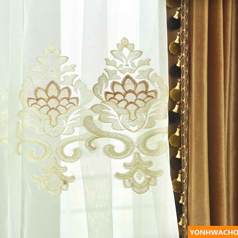 Luxury thick Italian velvet gold cloth blackout curtain valance drapes N940