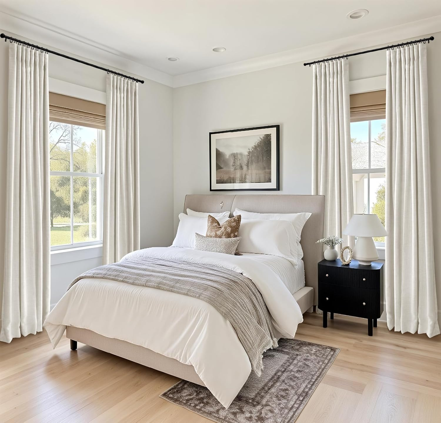 Full Blackout Curtains for Bedroom 84 Inch Length 2 Panels Set, Clip Rings/Rod P