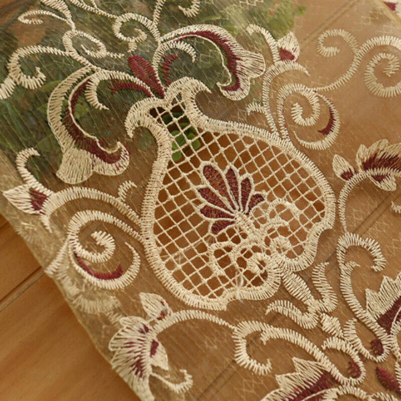 DIY Floral Embroidery Fabric Lace Curtain Values Mesh Guipure Window Panel