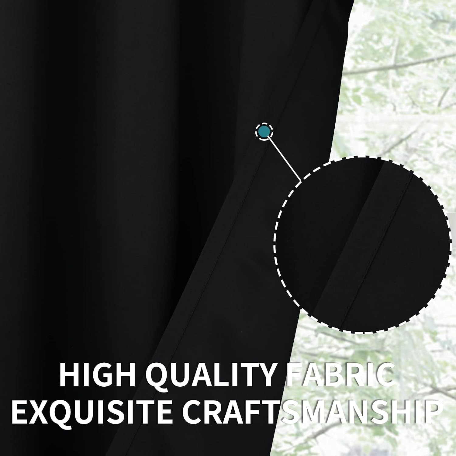 Black Blackout Curtains for Bedroom 63 Inch Length 2 Panels Set, Room Darkeni…