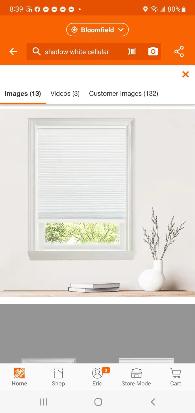 Custom Cut Home Decorators Shadow White Blackout Cordless Cellular Shade