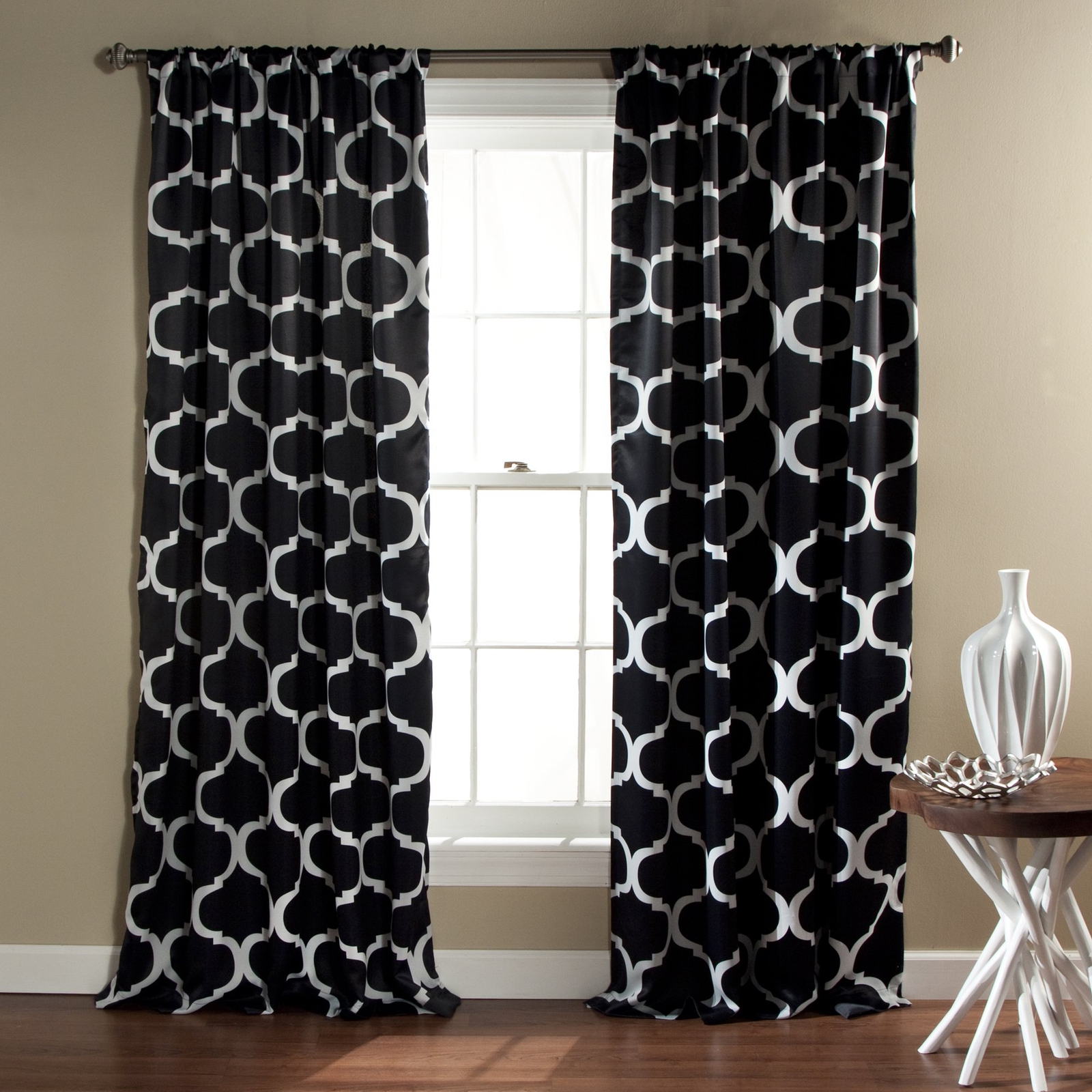 Geo Trellis Curtains Light Filtering Window Panel Set For Living Dining Bedroom