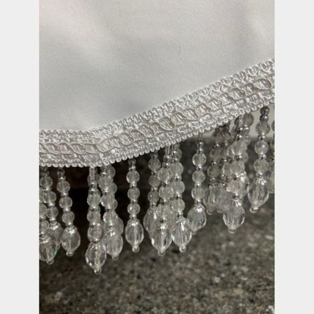 Luxury Eclipse Blackout Valance with Gorgeous Heavy Beaded Trim White