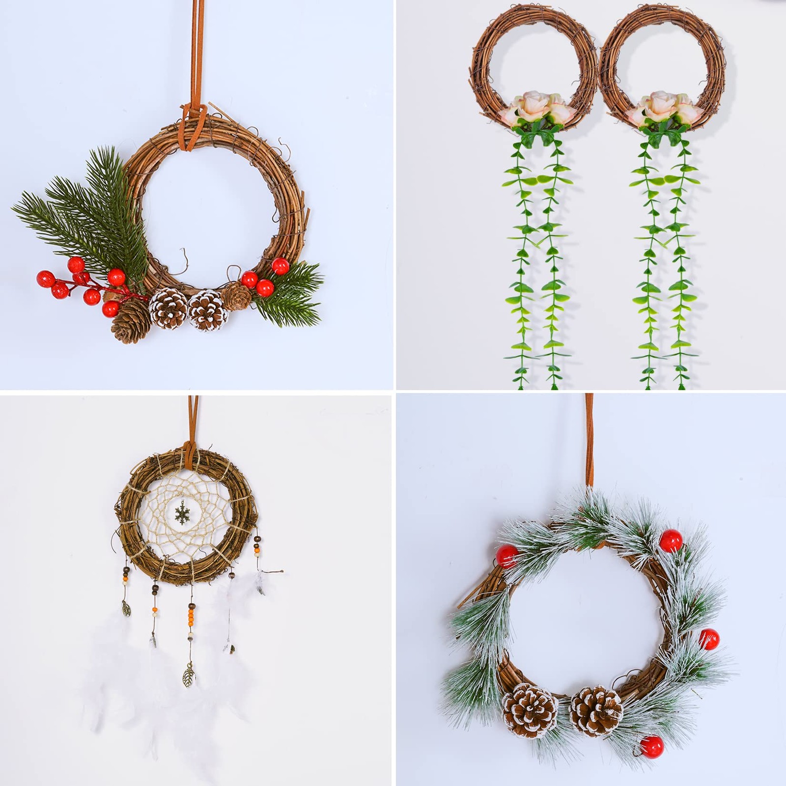 Grapevine Wreath Set, Marrywindix 10 Pieces Natural Vine Branch 6 Inch, Brown