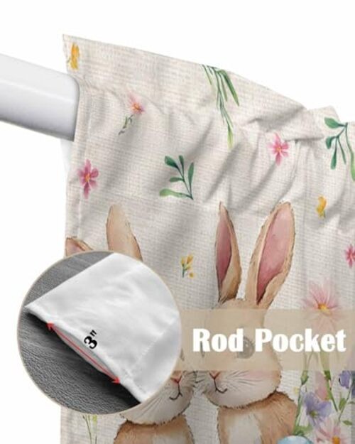 Colorful Eggs Swag Valances for Windows Easter Bunnys 28″W x 36″L (Pack of 2)