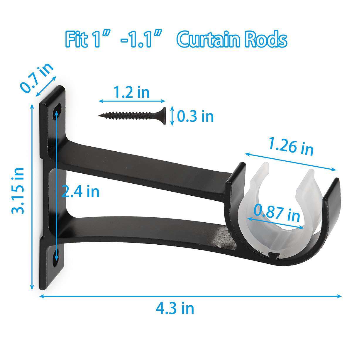 2/4/6 Curtain Pole Rod Brackets Window Holder Aluminum Alloy Heavy Duty Hardware