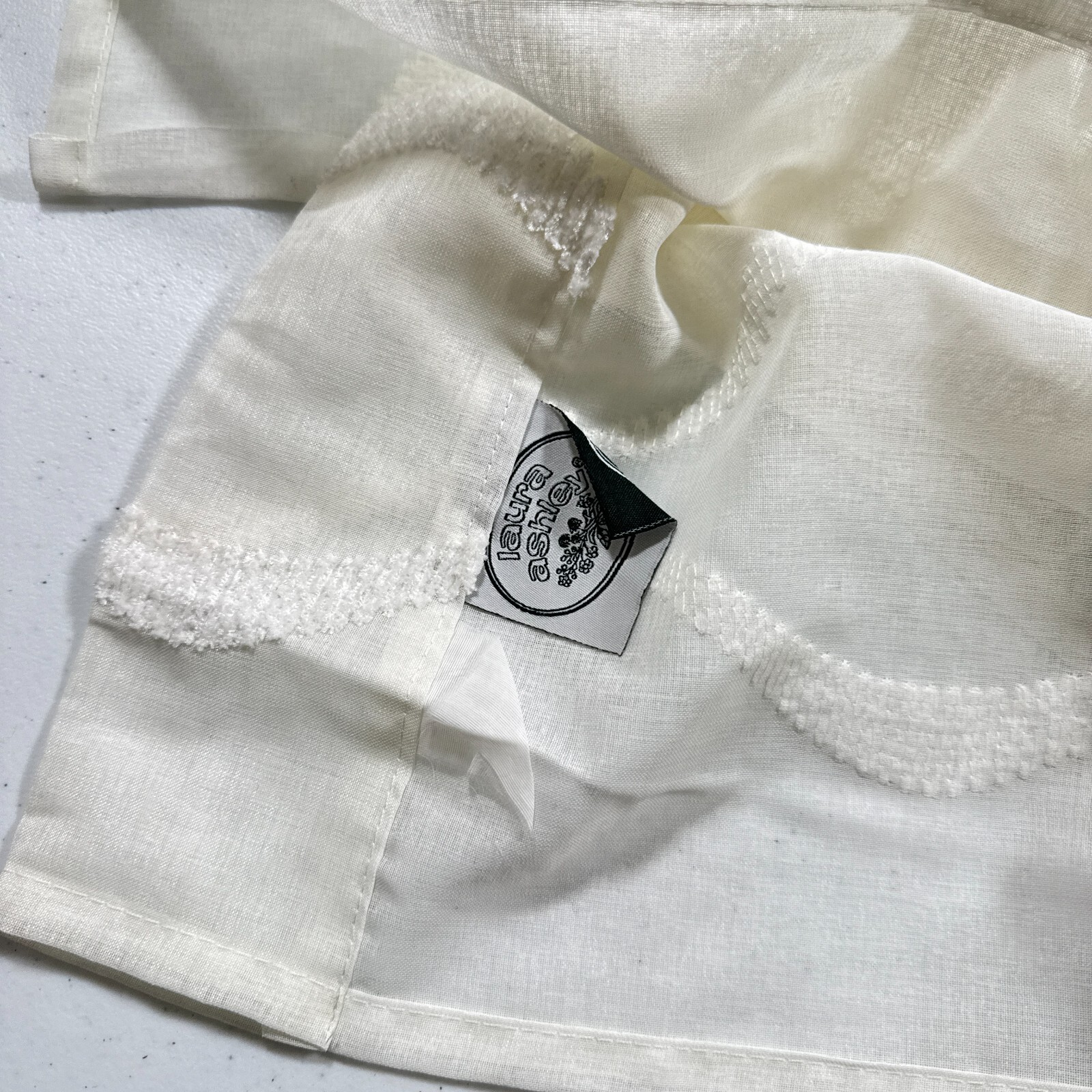vintage laura ashley curtain panel sheer white blend 40×87