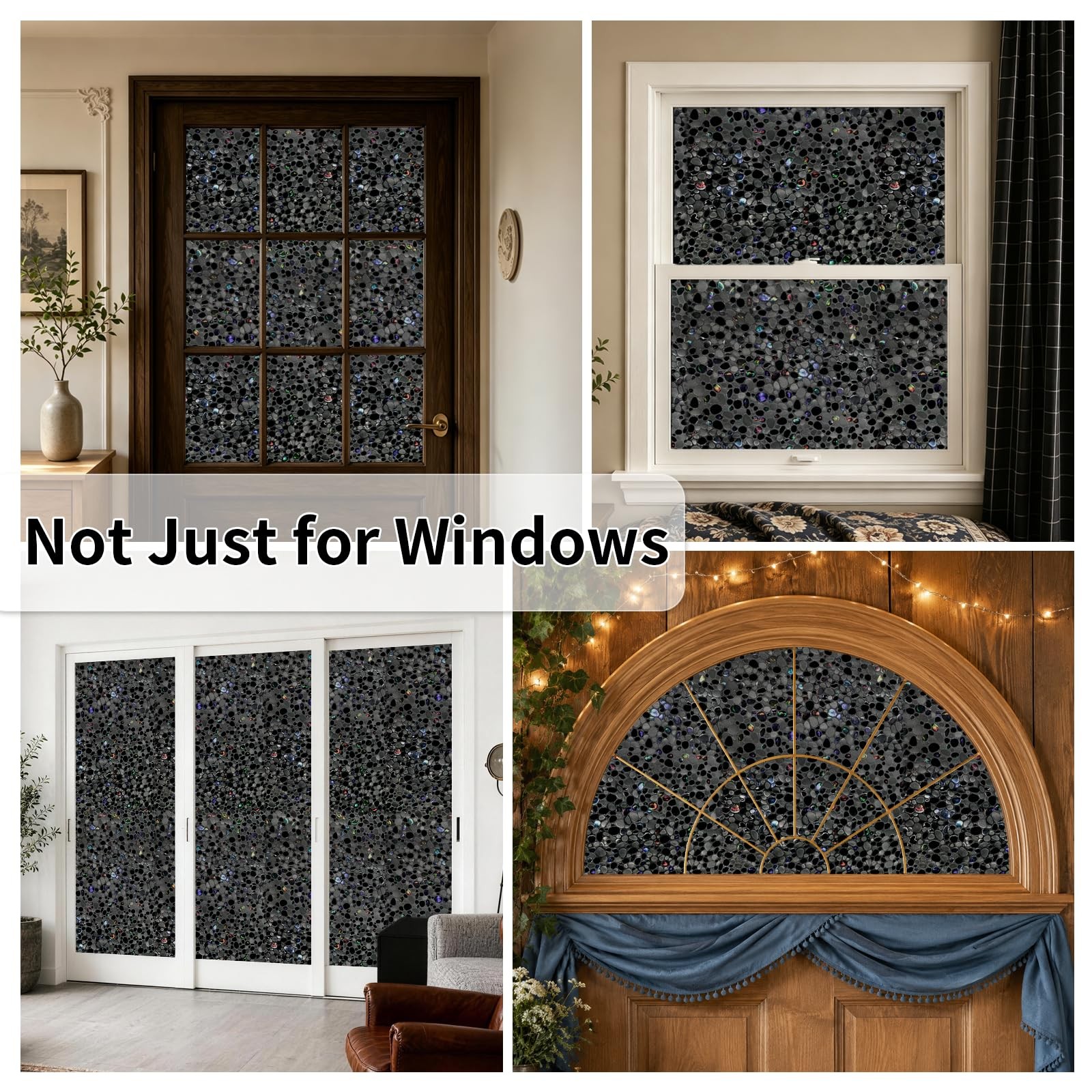 Total Blackout Window Film 17.5 x 78.7 Inch, Pebble Pattern – Black