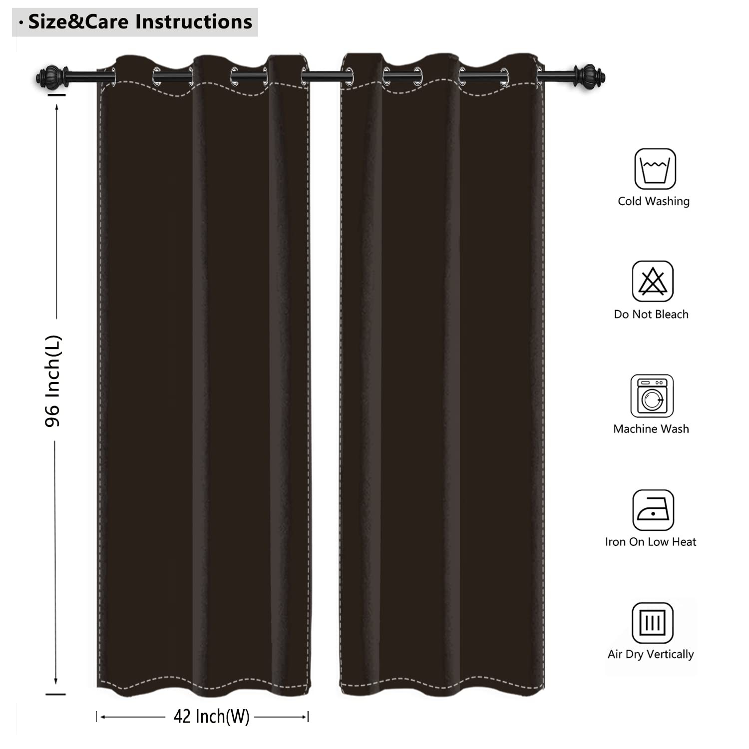 Umpoo Black Damask Floral Blackout Curtain Vintage Classic Flower Pattern