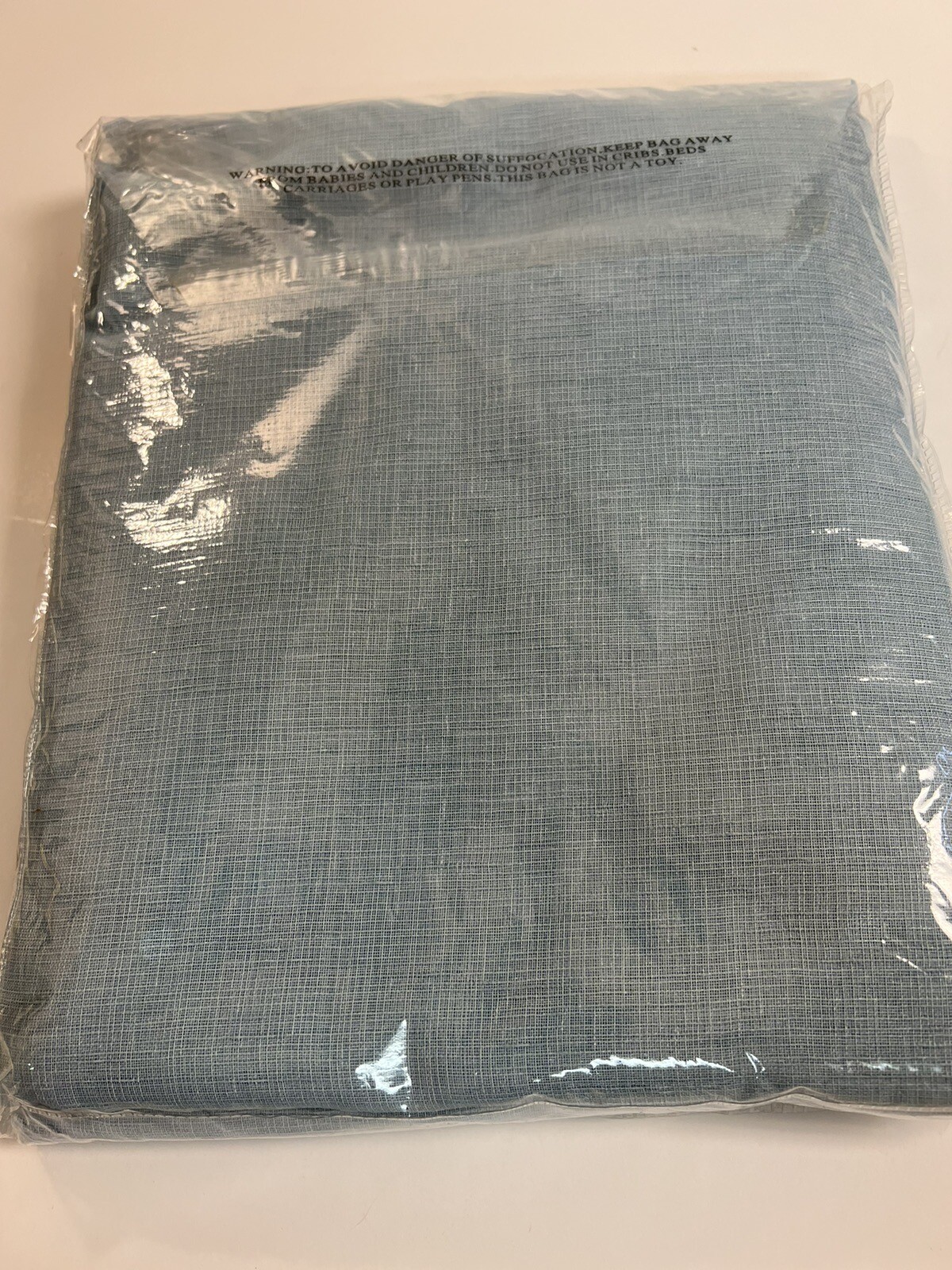 Linen Look Sheer Curtains New In Package Aqua 52×63 One Pair Rod Pocket