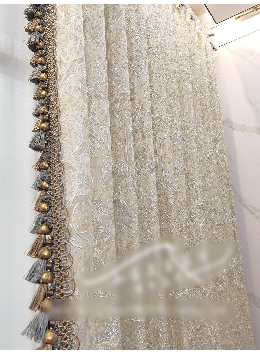 luxury French classical cloth jacquard relief shade livingroom curtain M1755