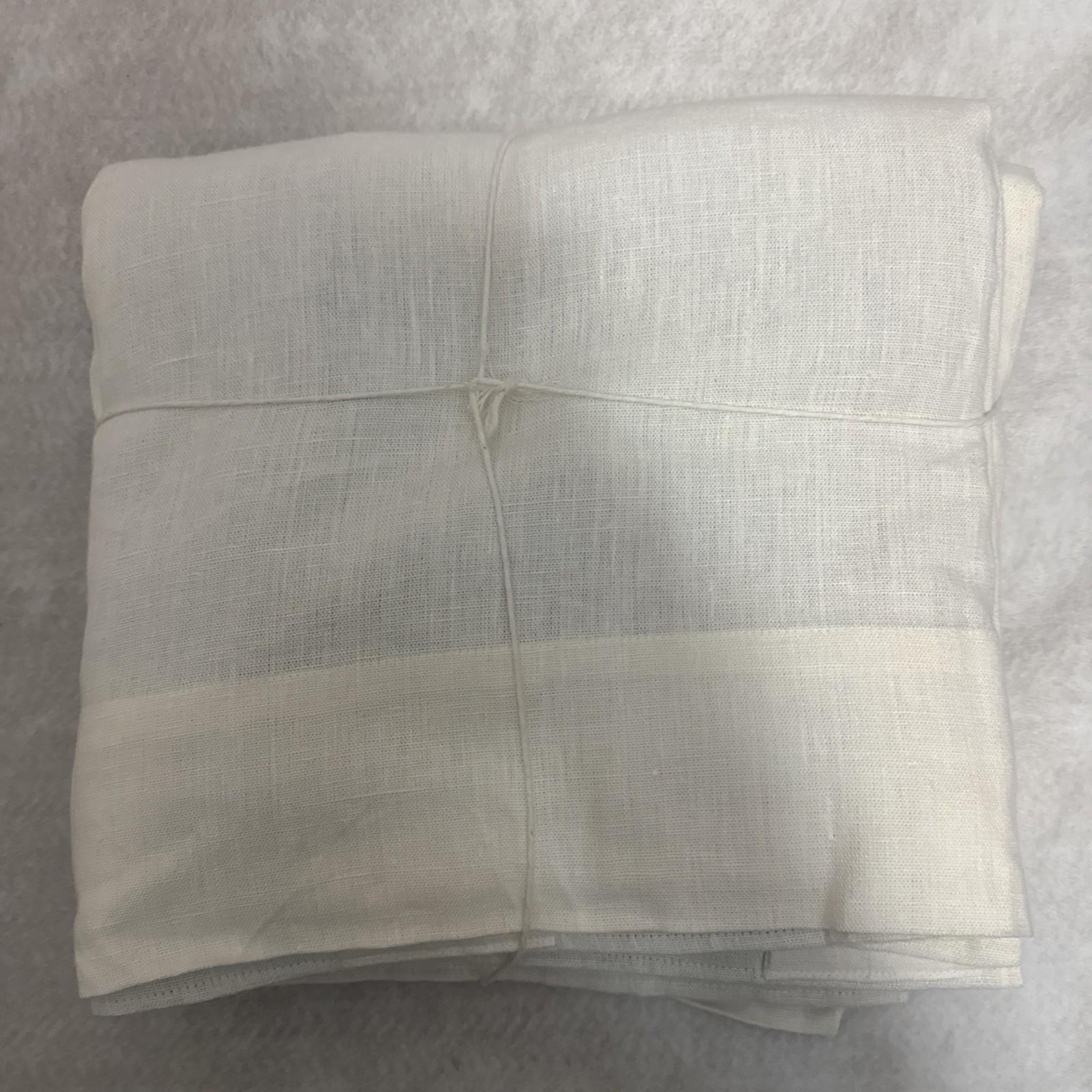 1 Crisp White European Flax Linen Blackout Panel Curtain 52”x 96” Pole Type