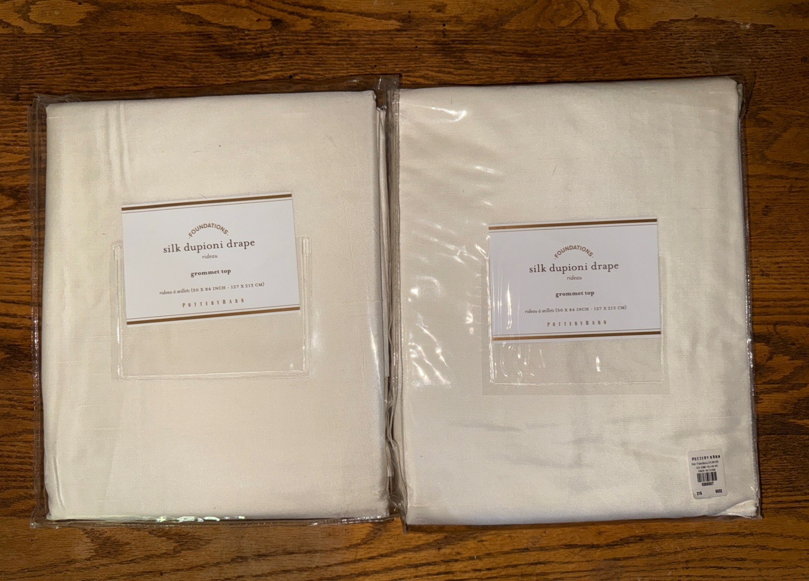 Set 2 POTTERY BARN Dupioni Silk Grommet Top 50″x 84″ NEW