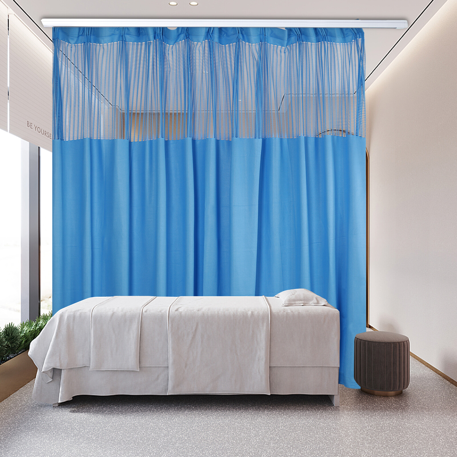12ft Wide x 8ft Tall Blue/Pink/Beige Room Divider Curtain for SPA School Nursery