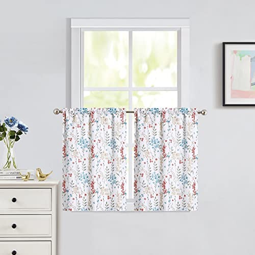 Floral Print Tier Kitchen Curtains 24 28″W x 24″L (Pack of 2) Multi Color