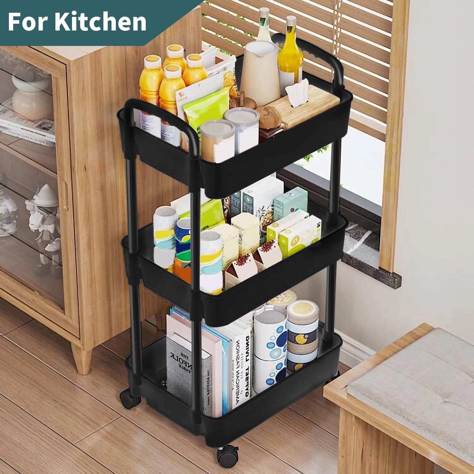 EZ COZY 3 Tier 16 inches (L) x 11.4 (W) x 29.7 (H), Black