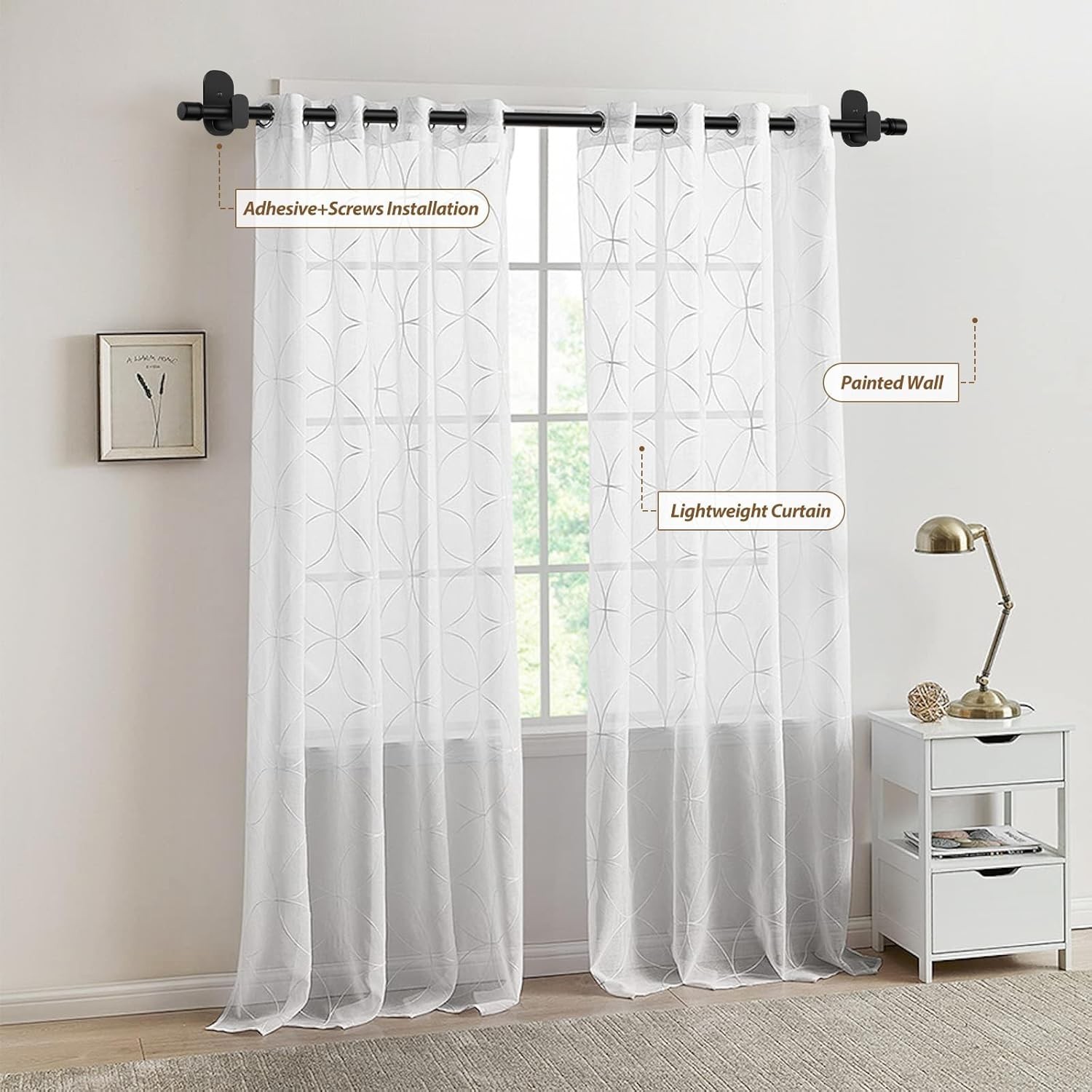 Curtain Rods No Drilling 32 to 86 Inch, 5/8 Inches No Drill Curtain Rods for …