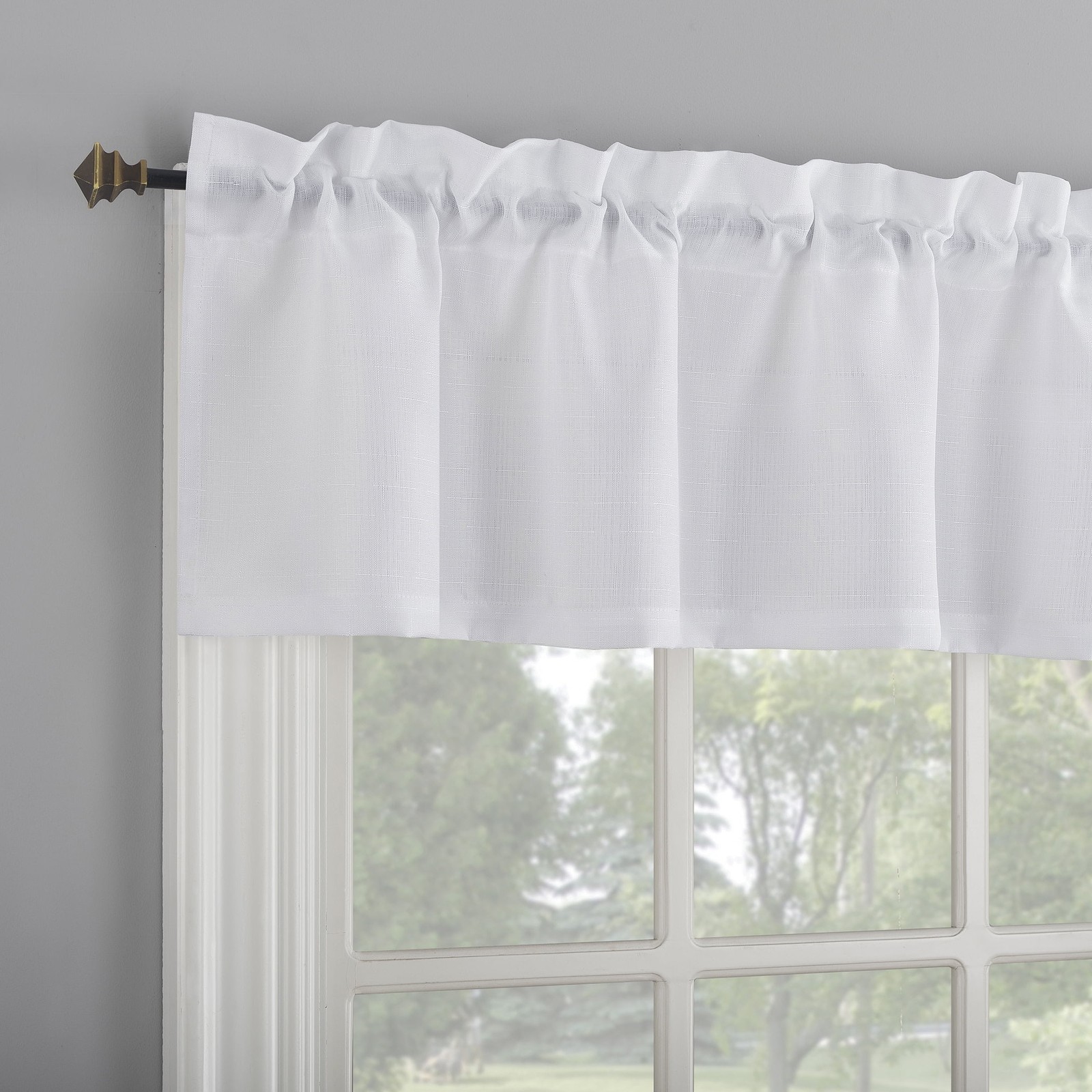 3-Piece Textured Semi Sheer Rod Pocket Kitchen Window Tier Pair and Valance