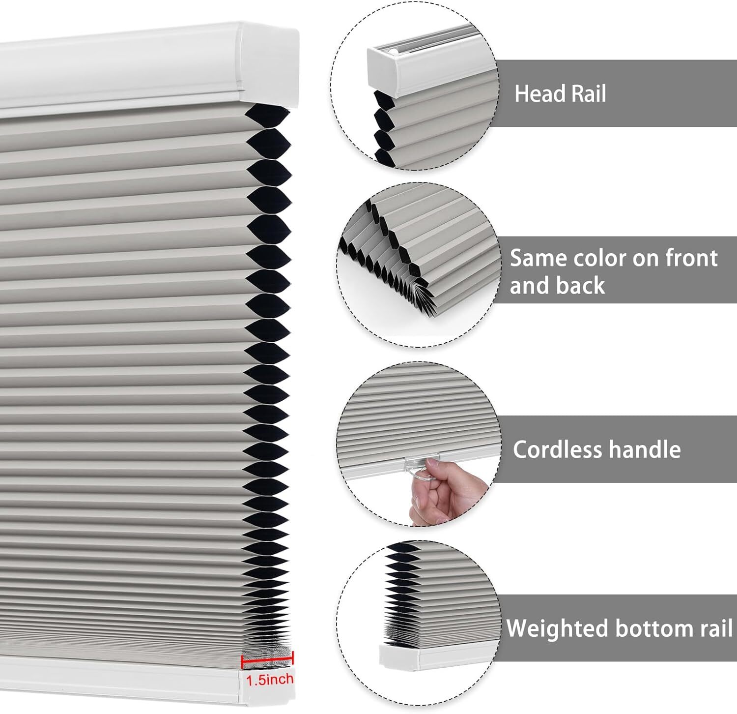 Changshade CUSTOM 38mm Honeycomb Blackout Window Blinds Cordless Cellular Shades