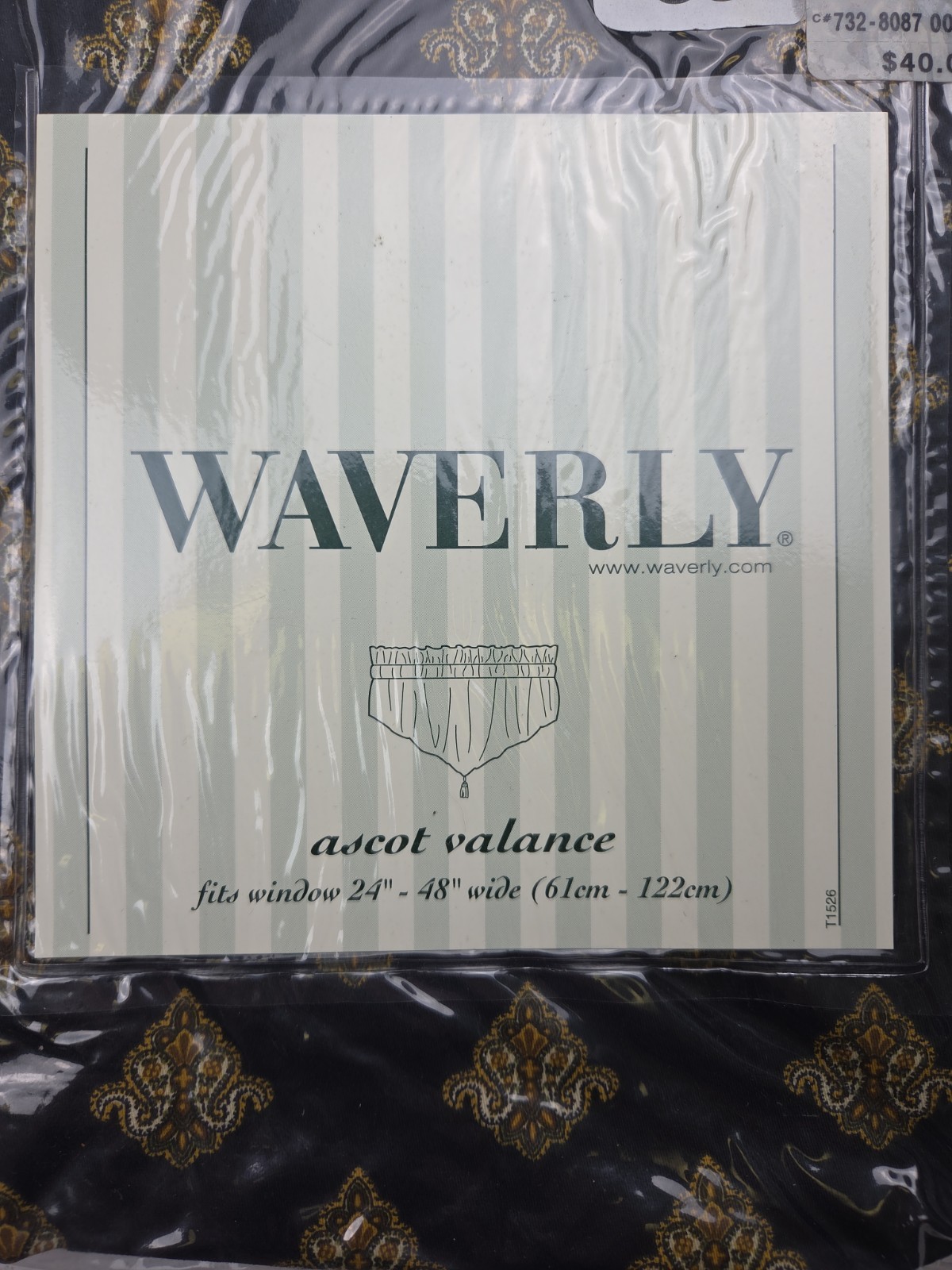 2 Vtg NEW Waverly Eagle Crest Black Ascot Valances Black 52 x 20″ Tassel 90s Y2K