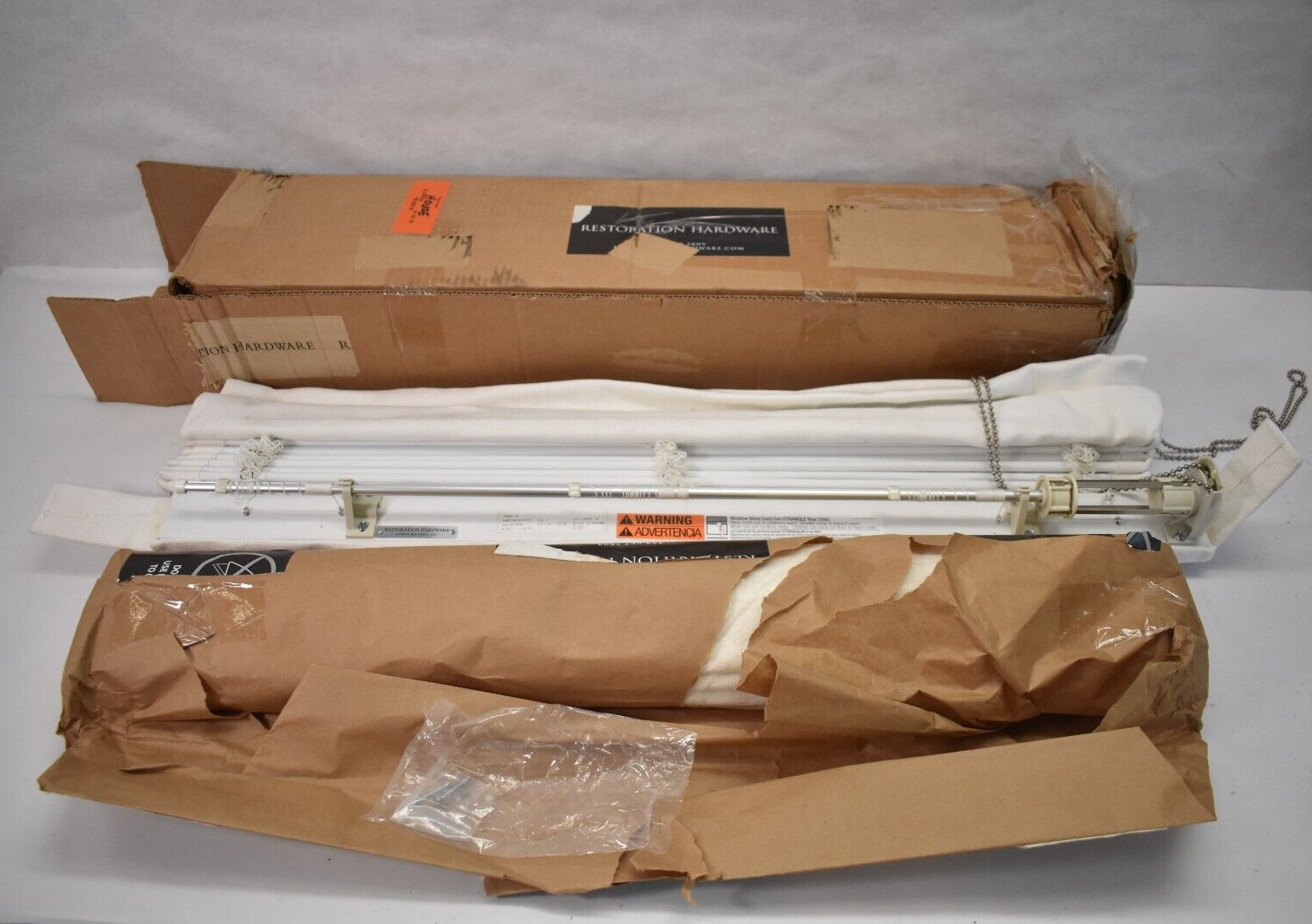 Lot 2 Restoration Hardware Cascade Roman Laundry Shade Curtains Blackout White