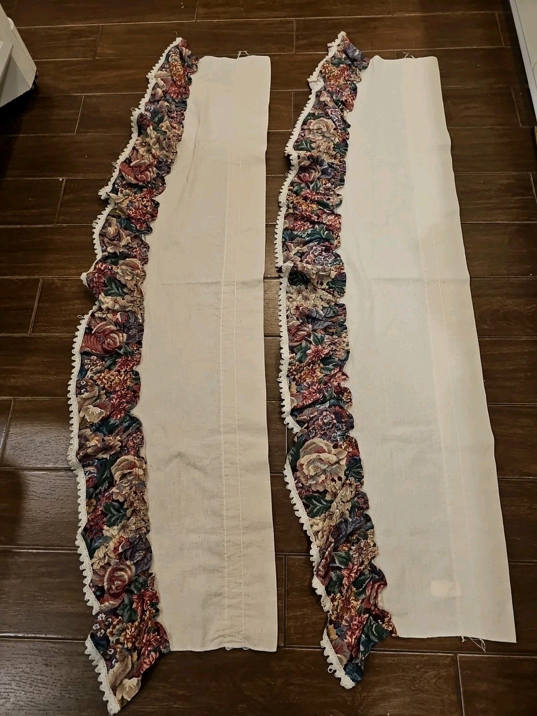 4PC Kitchen Curtain Swag Set, 2 Swag 64″×32″ 2 Panels 58″×13″ Floral 100% COTTO