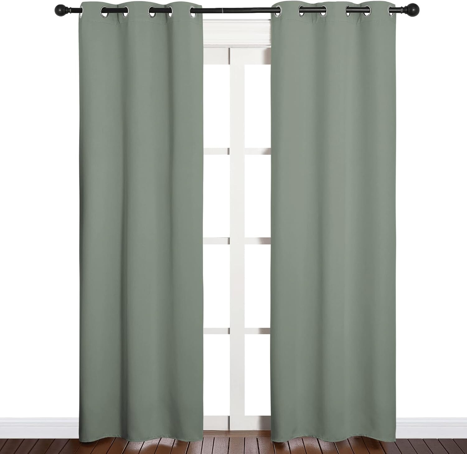 2PCS Greyish Green 84″L x 34″W Protection Privacy Darkening Curtains For Bedroom
