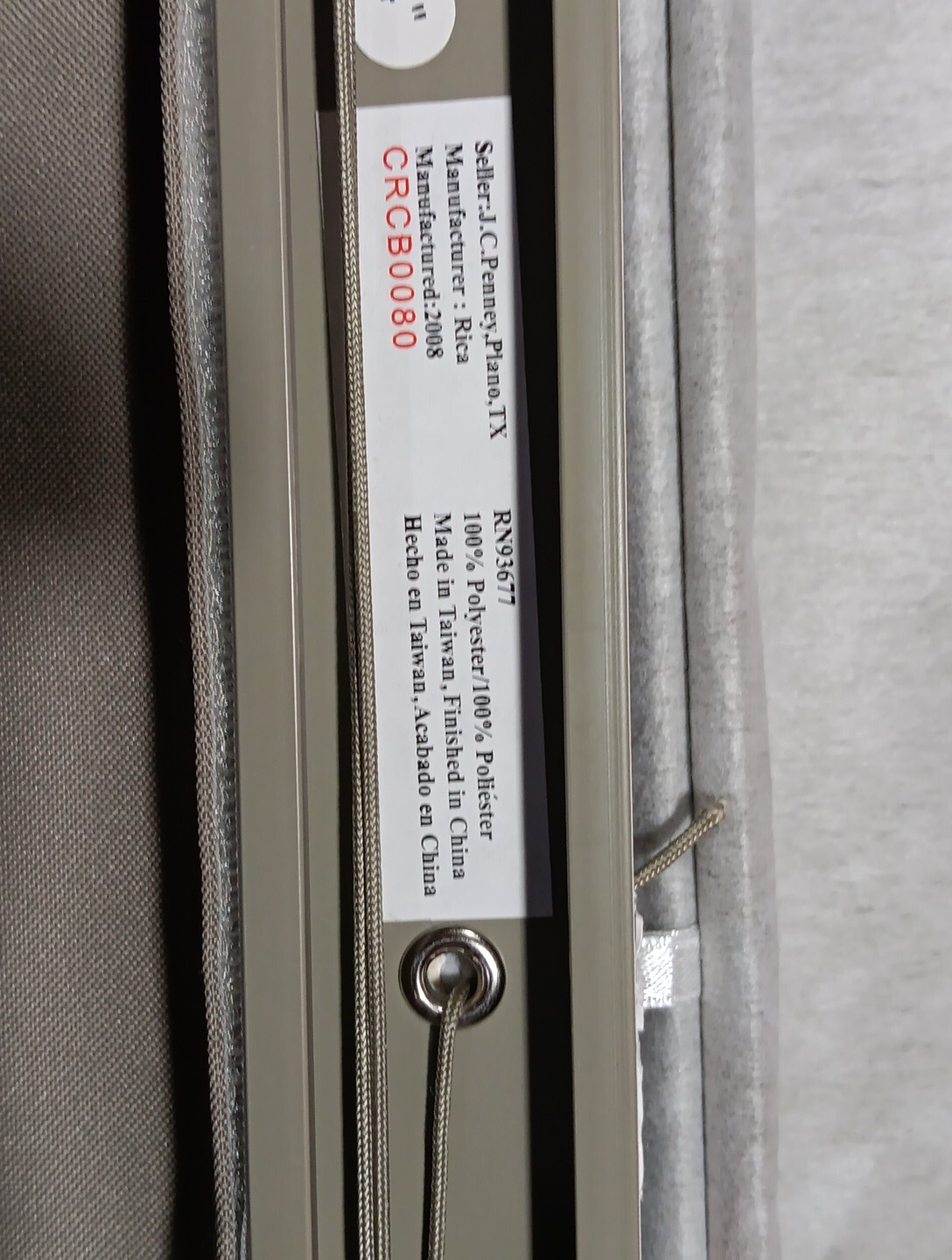 New 47 x 64 in Rica Fabric Roman Shade Gray & Hardware RN93677 CRCB008 JCP 47×64