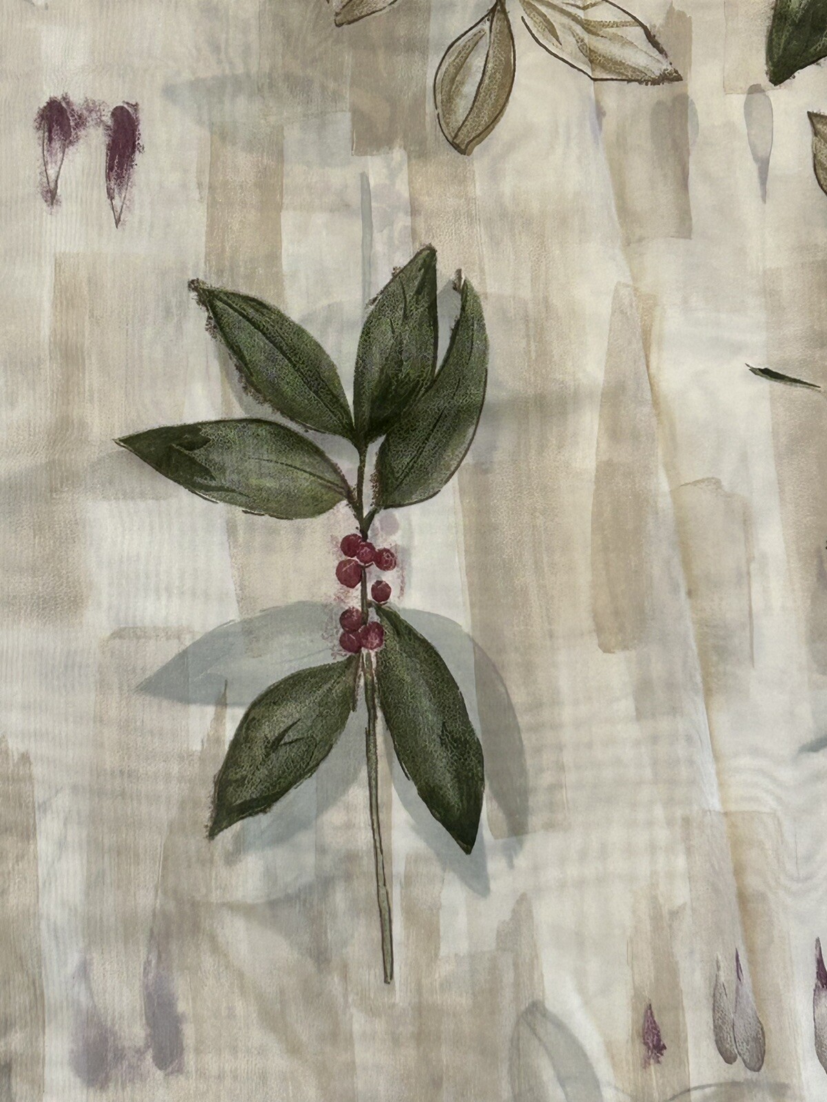 CROSCILL AUTUMN LEAVES SHEER SCARF VALANCE PANEL CURTAIN FABRIC 62 X 208