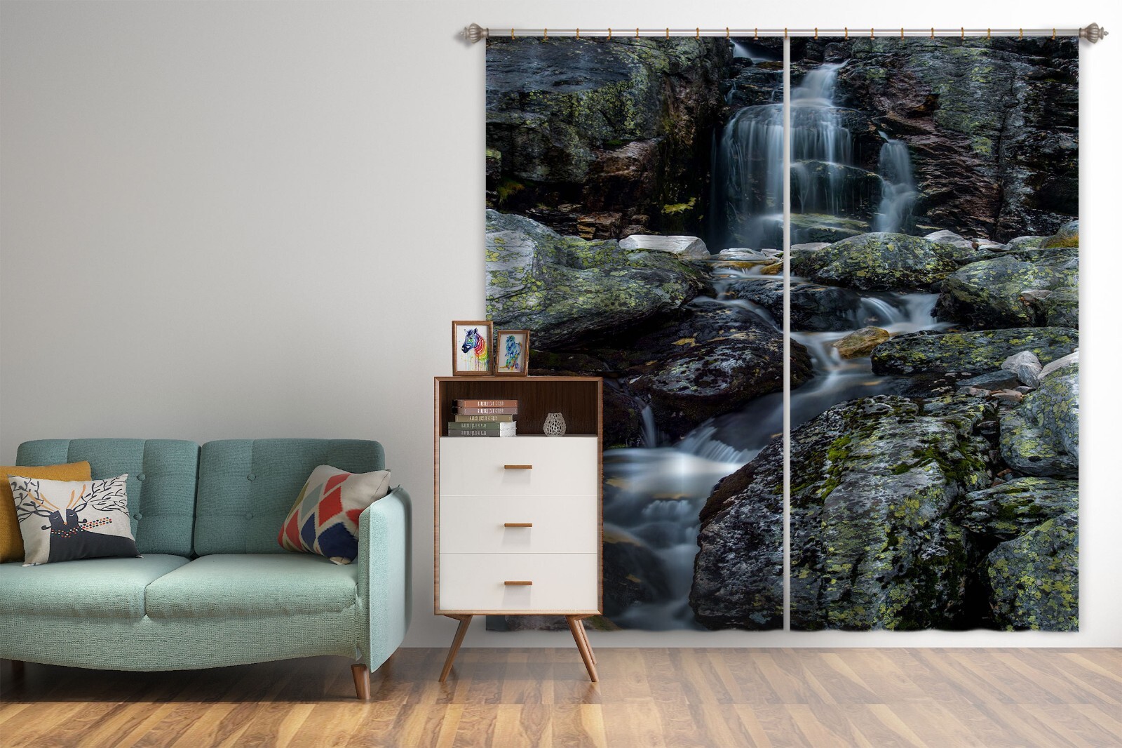 3D Waterfall Stones ZHUA189 Photo Curtain Window Blockout Fabric Amy 2023
