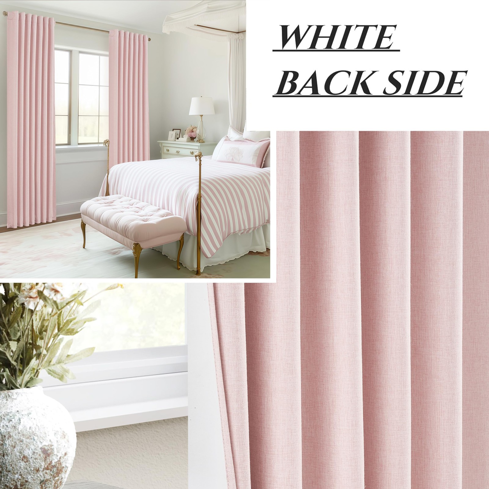 Extra Long Light Baby Pink Blackout Drapes 120 Inches Long 2 Panels for Slidi…
