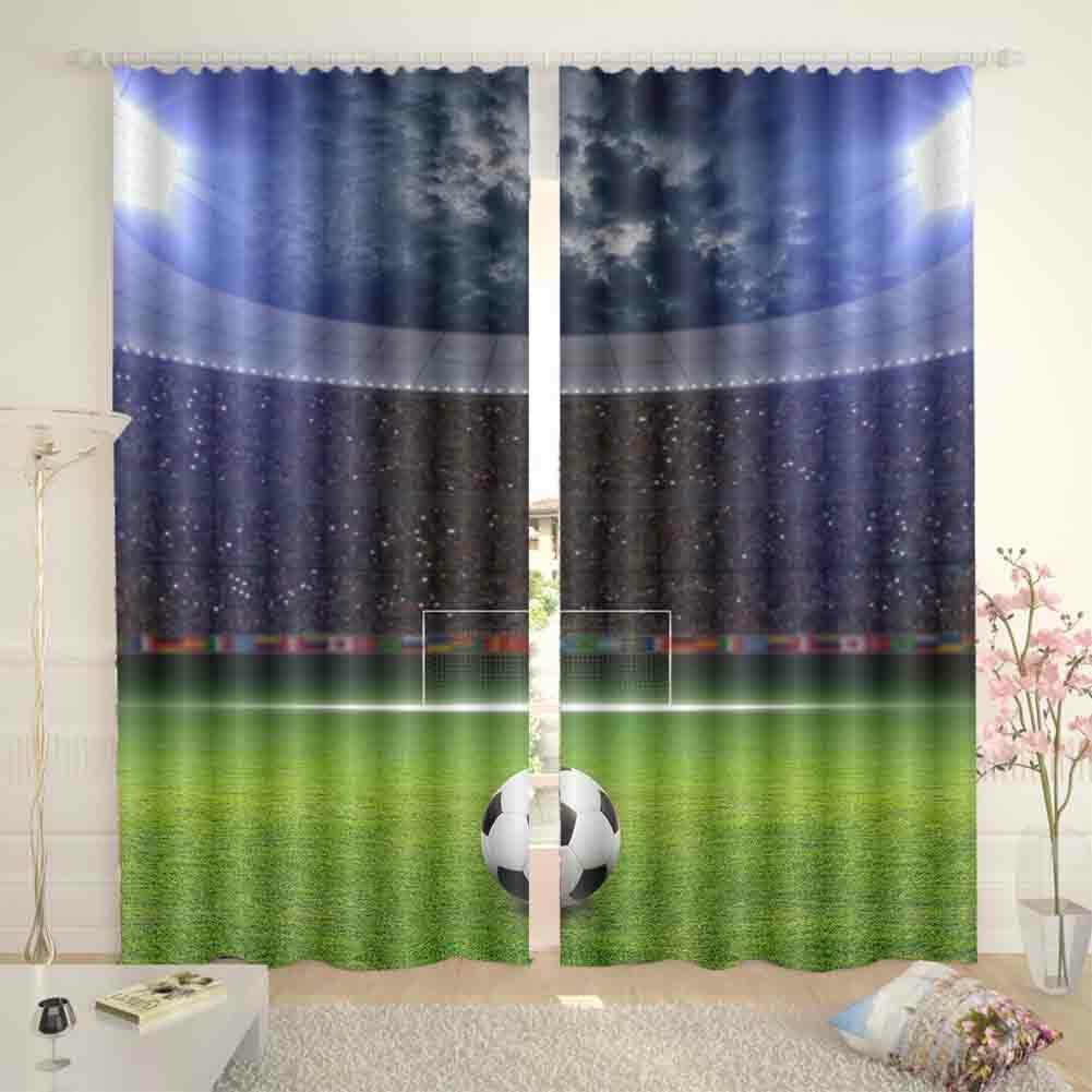 Football Field Sky 3D Curtain Blockout Photo Printing Curtains Drape Fabric