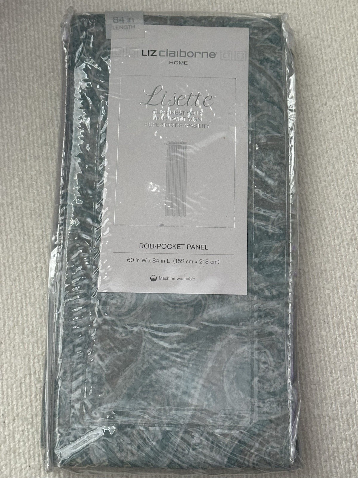 Liz Claiborne Lisette Rod-Pocket Panel 60″x84″ ~ Paisley ~ Sheer