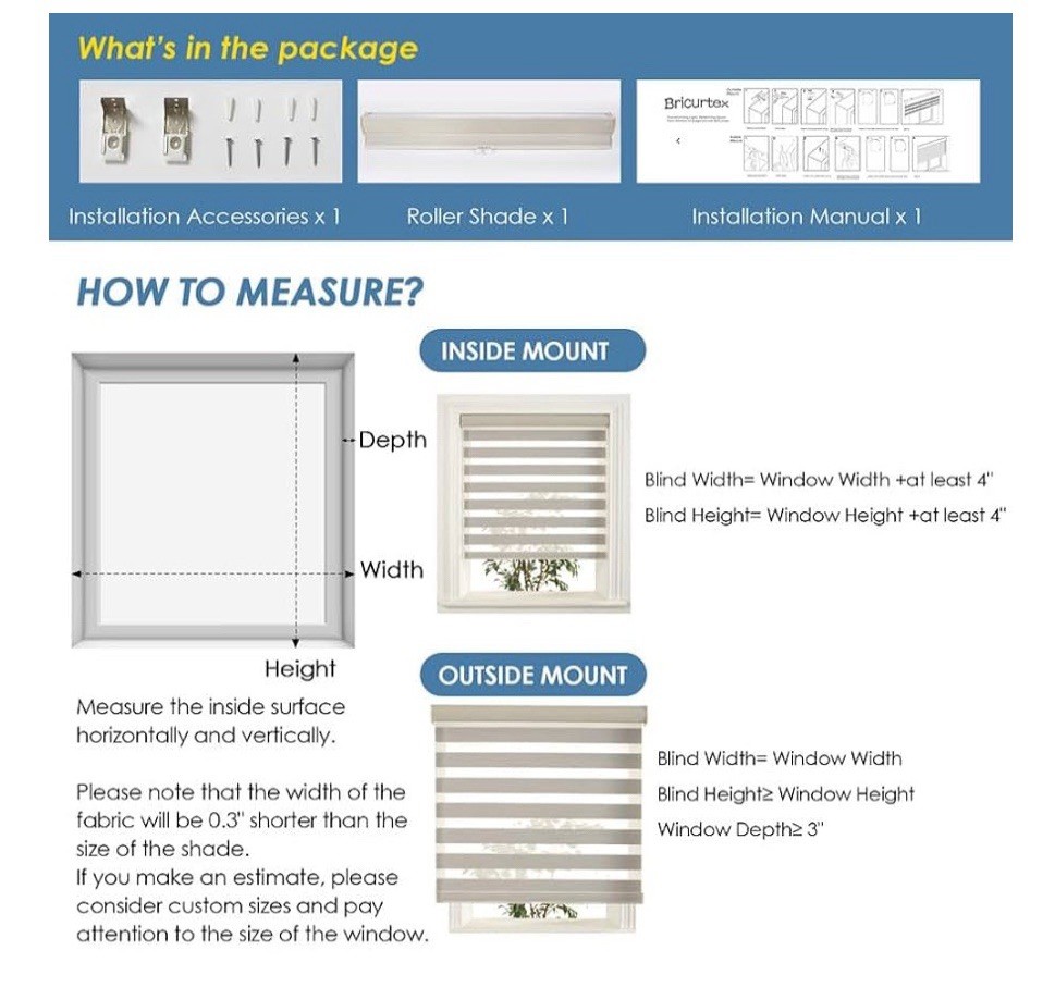 Zebra Dual Layer Light Filtering Roller Shades Package of Two Blinds White