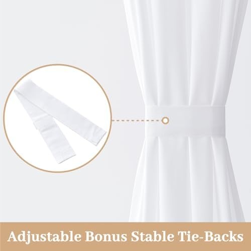 Non-See-Through French Door Curtains for Door Window, Privacy Light Filtering Sh