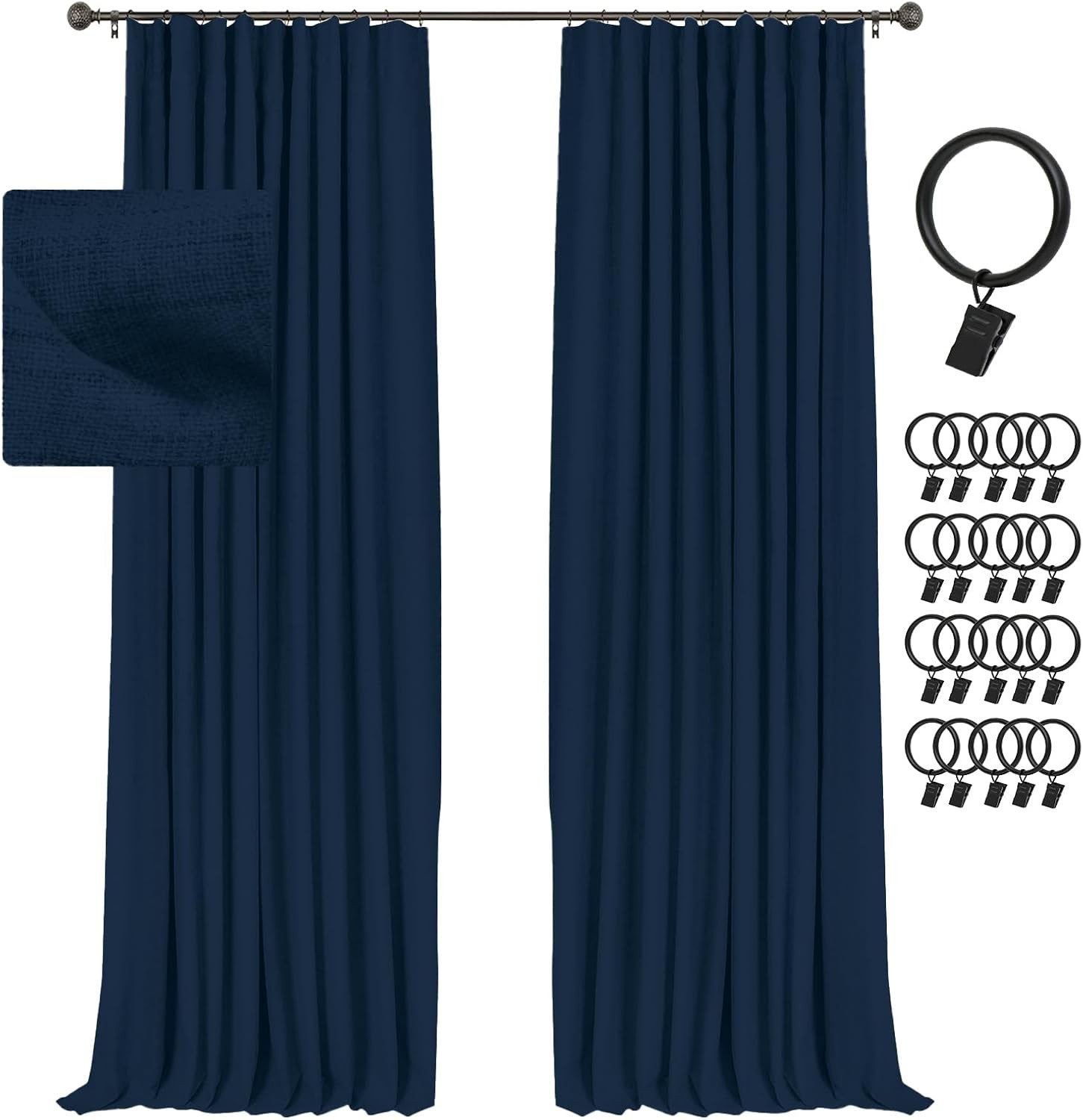 100% Blackout Curtains Thermal Insulated Drapes for Bedroom Living Room