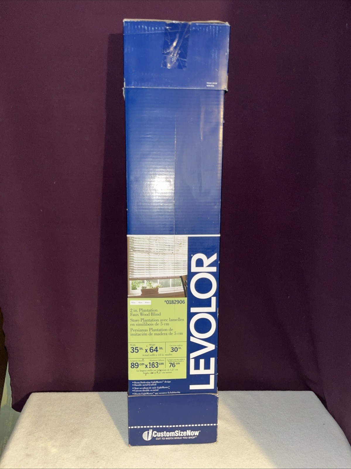 LEVOLOR FAUX WOOD WHITE BLINDS. 35” X 64″ 2″ #0182906 New Sealed Not Repackaged